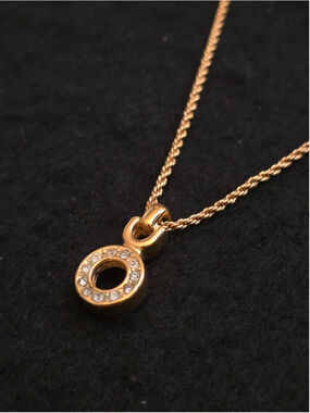 VTG 80s Dior Germany Gold-Tone Rhinestone "O" Pendant Necklace